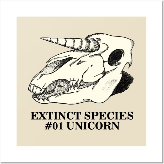 Exctinct Species #01 Unicorn (Black Type) Wall Art by The Graphicallist